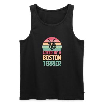 Boston Terrier Gifts - Männer Premium Bio Tank Top - Schwarz - Vorne - Michal (187cm)