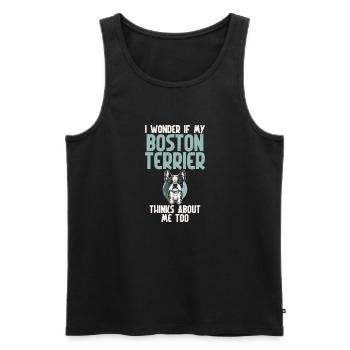 Boston Terrier Gifts - Männer Premium Bio Tank Top - Schwarz - Vorne - Michal (187cm)