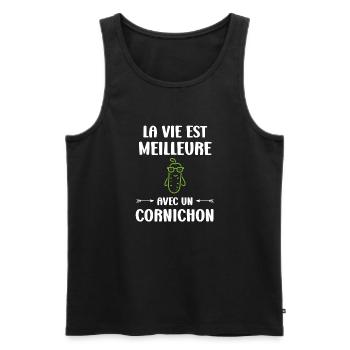 cornichon - Débardeur bio Premium Homme - noir - Devant - Michal (187cm)