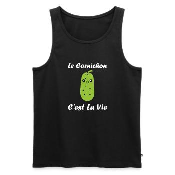 Humour cornichon - Débardeur bio Premium Homme - noir - Devant - Michal (187cm)