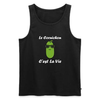 Humour cornichon - Débardeur bio Premium Homme - noir - Devant - Michal (187cm)