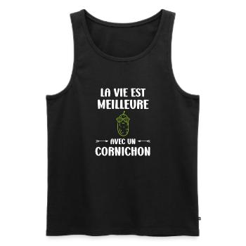cornichon - Débardeur bio Premium Homme - noir - Devant - Michal (187cm)