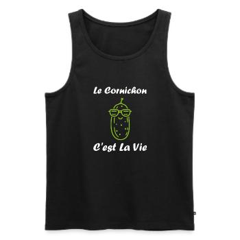 Humour cornichon - Débardeur bio Premium Homme - noir - Devant - Michal (187cm)