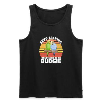 Budgie Gift - Männer Premium Bio Tank Top - Schwarz - Vorne - Michal (187cm)