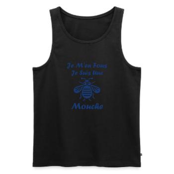 Insecte Citation humour mouche - Débardeur bio Premium Homme - noir - Devant - AI Model Male 178 light (178cm)