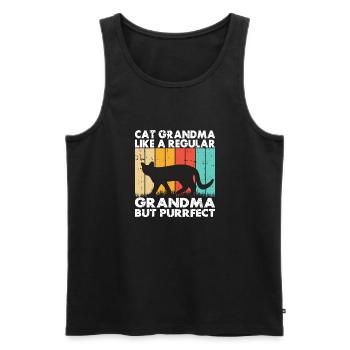 Cadeaux de grand-mère chat - Débardeur bio Premium Homme - noir - Devant - Michal (187cm)