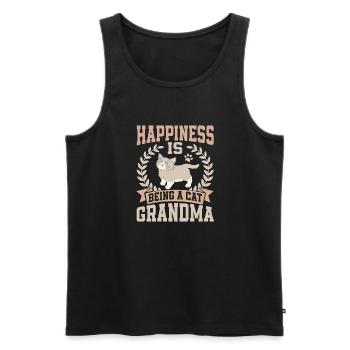 Cadeaux de grand-mère chat - Débardeur bio Premium Homme - noir - Devant - Michal (187cm)