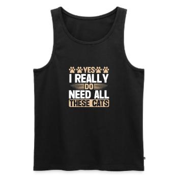 Cadeaux de grand-mère chat - Débardeur bio Premium Homme - noir - Devant - Michal (187cm)
