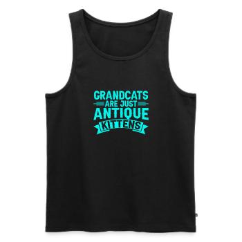 Cadeaux de grand-mère chat - Débardeur bio Premium Homme - noir - Devant - Michal (187cm)