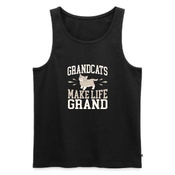 Cadeaux de grand-mère chat - Débardeur bio Premium Homme - noir - Devant - AI Model Male 178 light (178cm)