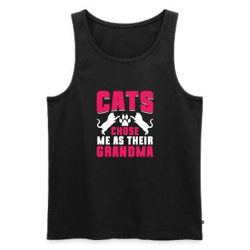 Cadeaux de grand-mère chat - Débardeur bio Premium Homme - noir - Devant - AI Model Male 178 light (178cm)