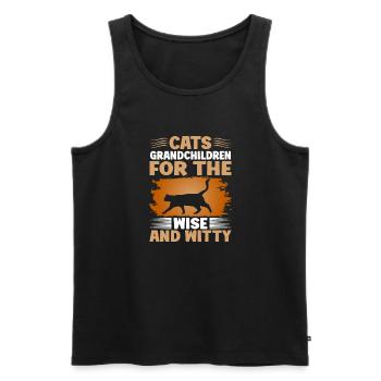 Cadeaux de grand-mère chat - Débardeur bio Premium Homme - noir - Devant - Michal (187cm)