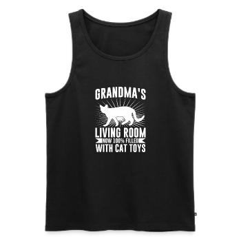Cadeaux de grand-mère chat - Débardeur bio Premium Homme - noir - Devant - Michal (187cm)
