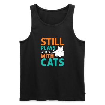 Chats Cadeaux Papy - Débardeur bio Premium Homme - noir - Devant - Michal (187cm)