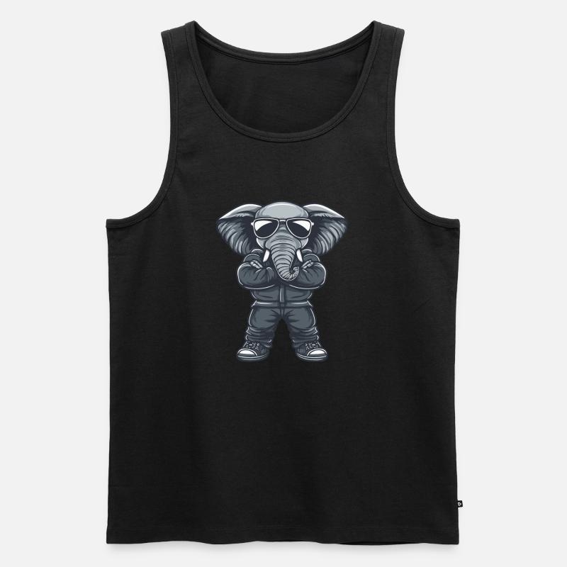 Elephant Comic Sunglasses - Men's Premium Organic Tank Top - black