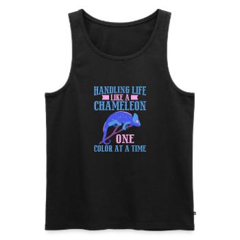 Chameleon Gifts - Männer Premium Bio Tank Top - Schwarz - Vorne - AI Model Male 178 light (178cm)