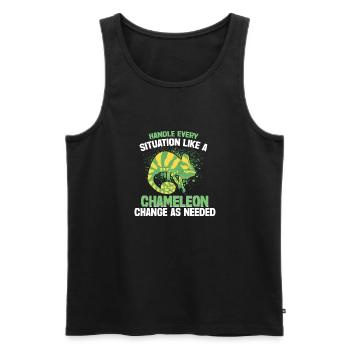Chameleon Gifts - Männer Premium Bio Tank Top - Schwarz - Vorne - AI Model Male 178 light (178cm)