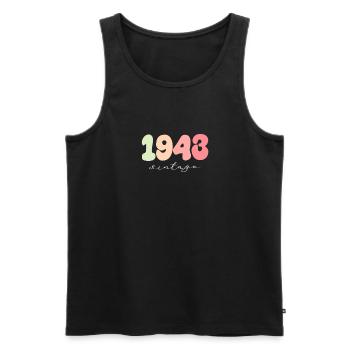 1943 Anniversaire Année de naissance - Débardeur bio Premium Homme - noir - Devant - AI Model Male 178 light (178cm)