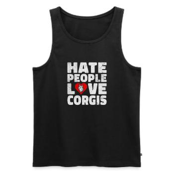 Cadeaux de corgi pour les amateurs de corgi - Débardeur bio Premium Homme - noir - Devant - Michal (187cm)