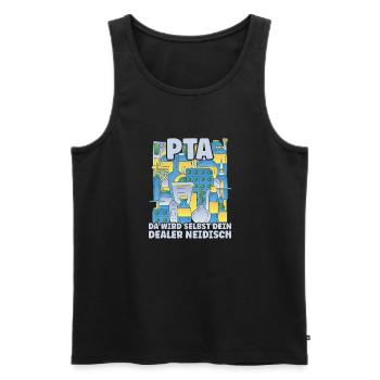 PTA Dealer Neidisch - Männer Premium Bio Tank Top - Schwarz - Vorne - AI Model Male 178 light (178cm)