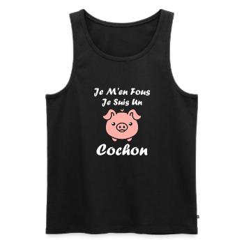 cochon - Débardeur bio Premium Homme - noir - Devant - Michal (187cm)