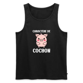 cochon - Débardeur bio Premium Homme - noir - Devant - Michal (187cm)