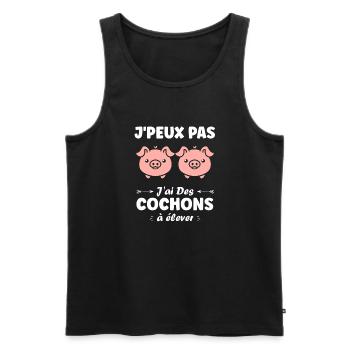 cochon - Débardeur bio Premium Homme - noir - Devant - Michal (187cm)