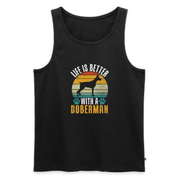Doberman Gifts - Männer Premium Bio Tank Top - Schwarz - Vorne - Michal (187cm)