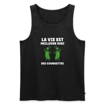 Zucchini Humor - Men's Premium Organic Tank Top - black - Front - AI Model Male 178 light (178cm)