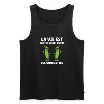 Zucchini Humor - Men's Premium Organic Tank Top - black - Front - AI Model Male 178 light (178cm)