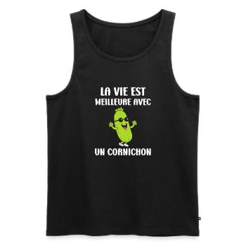 Humour Cornichon - Débardeur bio Premium Homme - noir - Devant - Michal (187cm)
