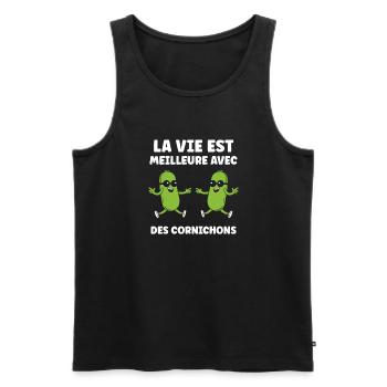 Humour Cornichon - Débardeur bio Premium Homme - noir - Devant - Michal (187cm)