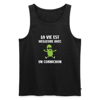 Humour Cornichon - Débardeur bio Premium Homme - noir - Devant - Michal (187cm)