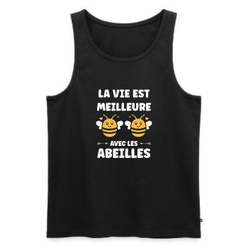Abeille - Débardeur bio Premium Homme - noir - Devant - Michal (187cm)