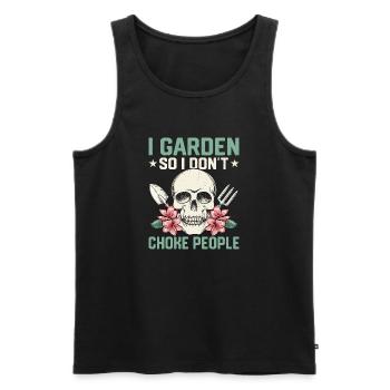 Je jardine pour ne pas étouffer les gens Jardin botanique - Débardeur bio Premium Homme - noir - Devant - AI Model Male 178 light (178cm)