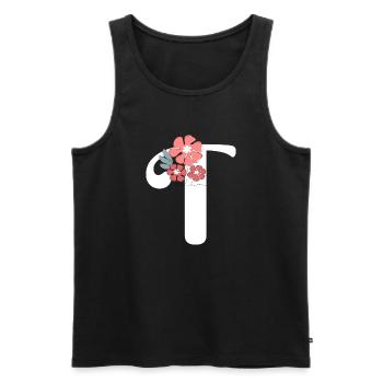 Lettre t fleurs minimalistes - Débardeur bio Premium Homme - noir - Devant - Michal (187cm)