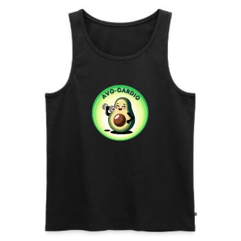 Avo-Cardio - Avocado-Enthusiasten - Männer Premium Bio Tank Top - Schwarz - Vorne - AI Model Male 178 light (178cm)