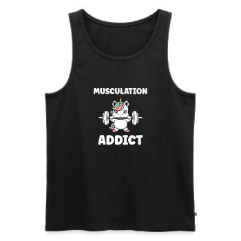 Humour musculation - Débardeur bio Premium Homme - noir - Devant - Michal (187cm)