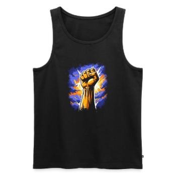 Fist Raised Power - Strength Protest Revolution - Men's Premium Organic Tank Top - black - Front - AI Model Male 178 light (178cm)