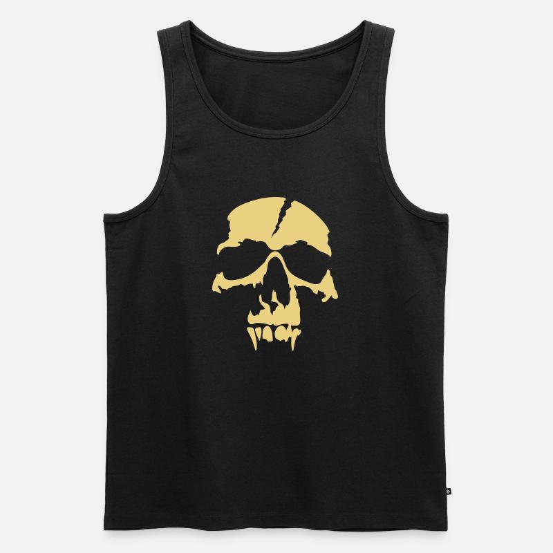 Totenkopf Skull Halloween - Männer Premium Bio Tank Top - Schwarz