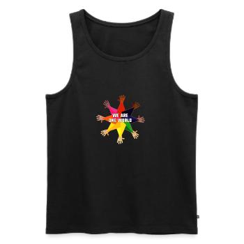 humain,LGBT,Arc-en-ciel,nous sommes un monde,mains - Débardeur bio Premium Homme - noir - Devant - AI Model Male 178 light (178cm)