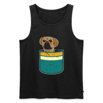Chien Cadeau Mignon Chest Pochette Puggle - Débardeur bio Premium Homme - noir - Devant - Michal (187cm)
