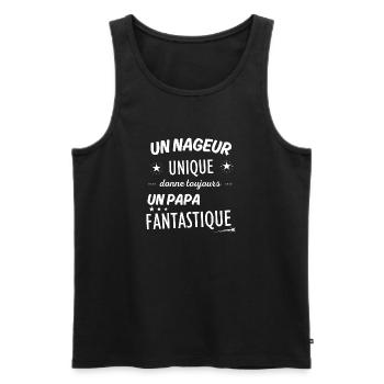 Un nageur unique donne un papa fanstastique - Débardeur bio Premium Homme - noir - Devant - Michal (187cm)