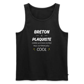 breton et plaquiste breton plus cool - Débardeur bio Premium Homme - noir - Devant - Michal (187cm)