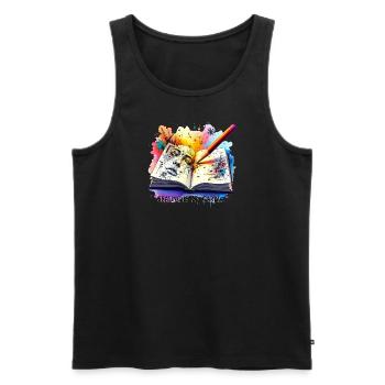 Sketching Drawing Doodling Erasing is my Cardio - Men's Premium Organic Tank Top - black - Front - AI Model Male 178 light (178cm)