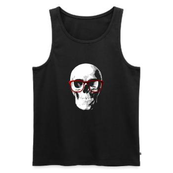Nerd totenkopf für Geeks - Männer Premium Bio Tank Top - Schwarz - Vorne - AI Model Male 178 light (178cm)