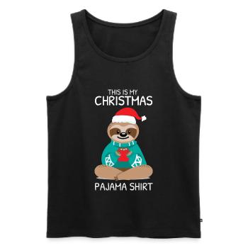 Christmas Pajama Sloth - Men's Premium Organic Tank Top - black - Front - AI Model Male 178 light (178cm)