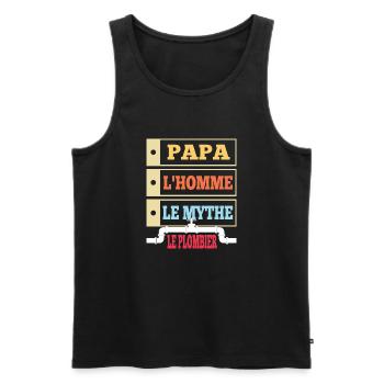 Papa l'homme le mythe le plombier t-shirt - Débardeur bio Premium Homme - noir - Devant - Michal (187cm)