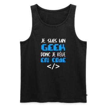 Maillot humour geek code programation gaming gamer - Débardeur bio Premium Homme - noir - Devant - Michal (187cm)