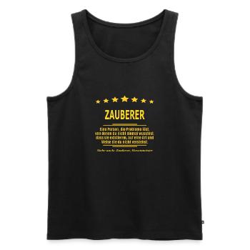 ZAUBERER - Männer Premium Bio Tank Top - Schwarz - Vorne - Michal (187cm)